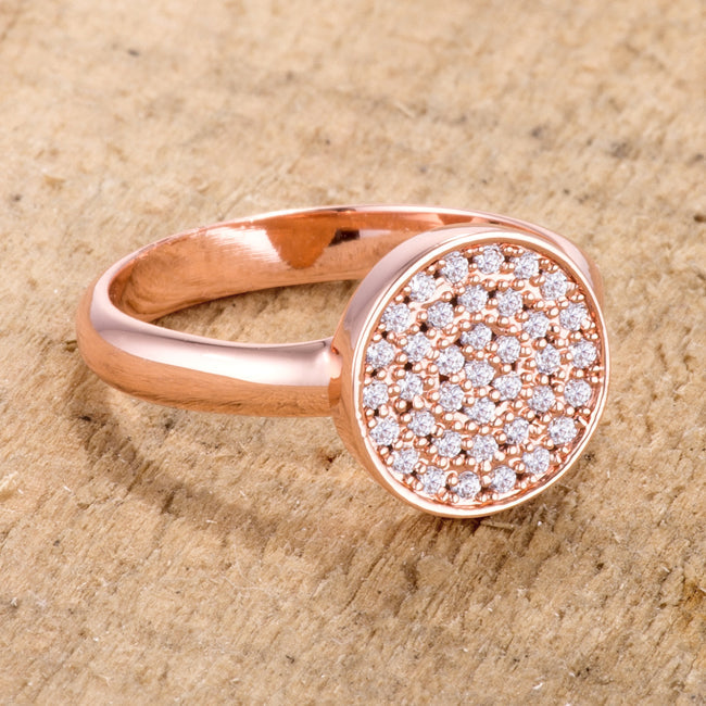 LOVCIA Elegant Rose Gold Circle Ring with CZ Accents