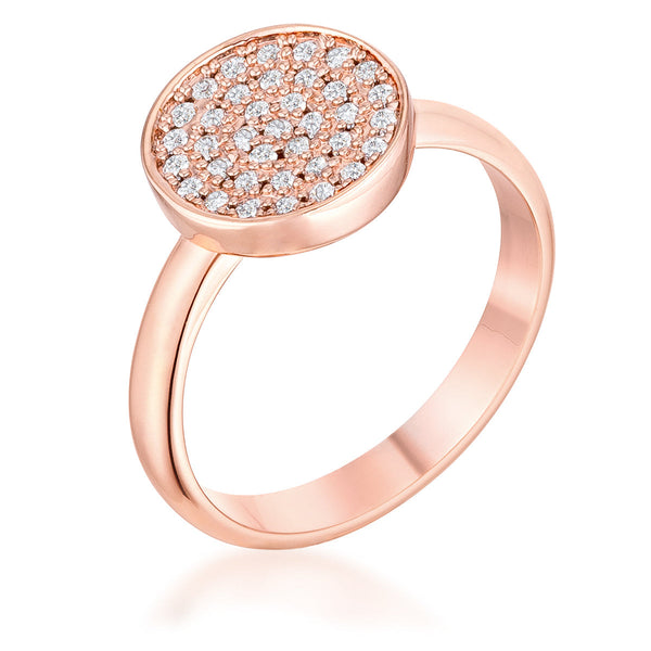 LOVCIA Elegant Rose Gold Circle Ring with CZ Accents