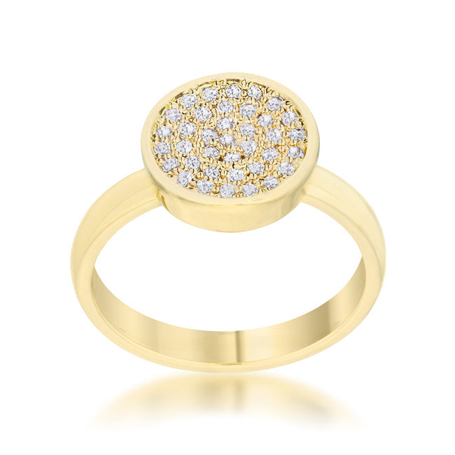 LOVCIA 14k Gold Pave Circle Ring with 0.2ct CZ Stones