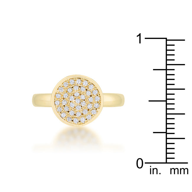 LOVCIA 14k Gold Pave Circle Ring with 0.2ct CZ Stones