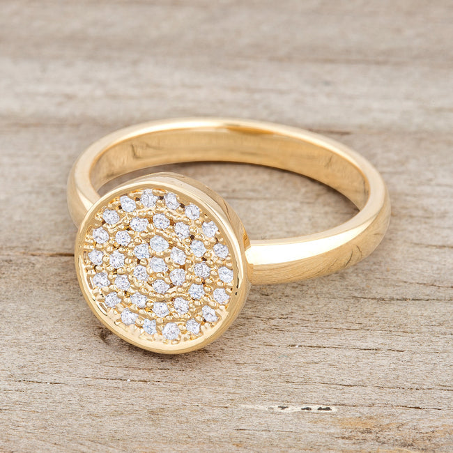 LOVCIA 14k Gold Pave Circle Ring with 0.2ct CZ Stones