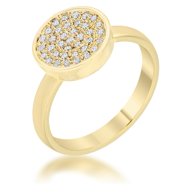 LOVCIA 14k Gold Pave Circle Ring with 0.2ct CZ Stones