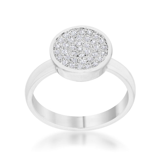 LOVCIA Jewelry Elegant 0.2ct CZ Rhodium Pave Round Circle Ring