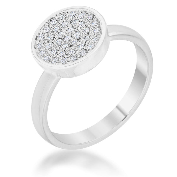 LOVCIA Jewelry Elegant 0.2ct CZ Rhodium Pave Round Circle Ring