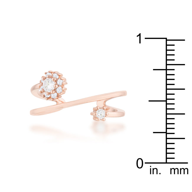 LOVCIA Rose Gold Modern Wrap Ring with 0.25ct CZ Stones