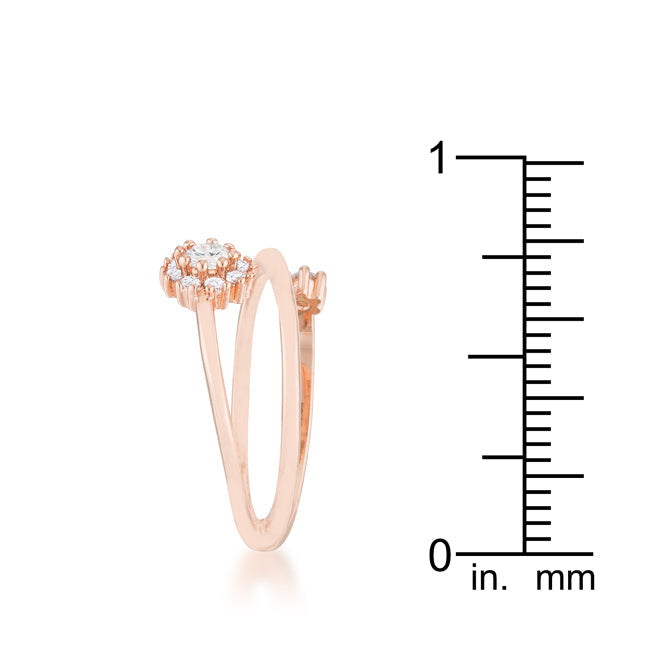 LOVCIA Rose Gold Modern Wrap Ring with 0.25ct CZ Stones