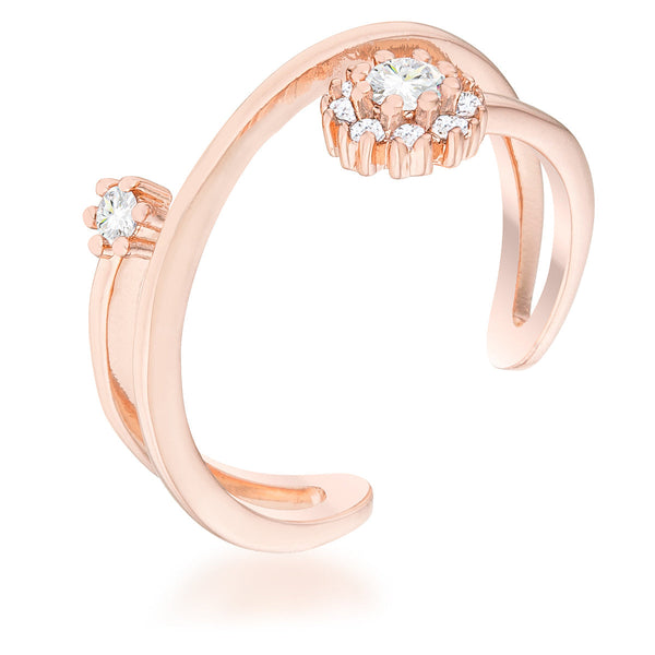 LOVCIA Rose Gold Modern Wrap Ring with 0.25ct CZ Stones