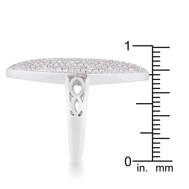 LOVCIA Elegant Bella 2.3ct CZ Rhodium Oval Pave Cocktail Ring