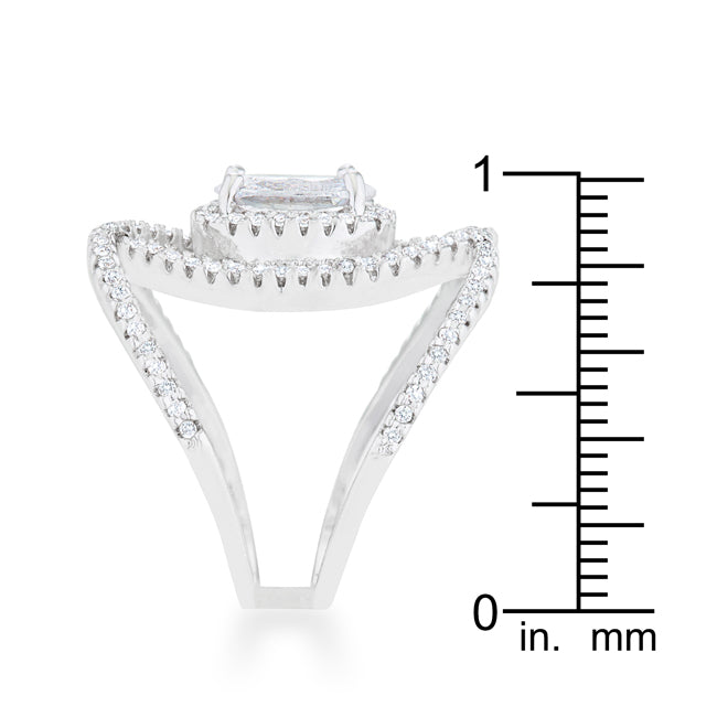 LOVCIA Luxe Essence 2.4ct CZ Rhodium Oval Center Cocktail Ring