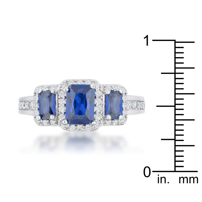 LOVCIA Elegant Trio Sapphire Rhodium Cocktail Ring - 2.3ct