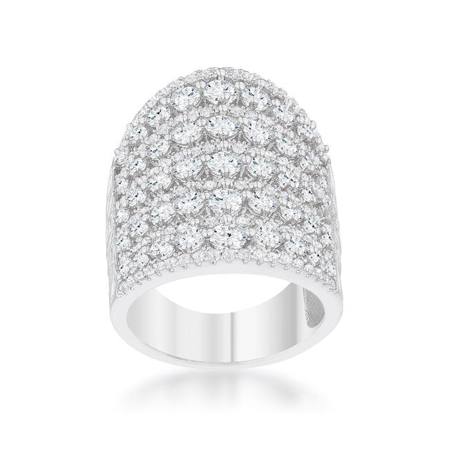 LOVCIA Glamorous Charlyn 2.5ct Round Cut Rhodium Cocktail Ring