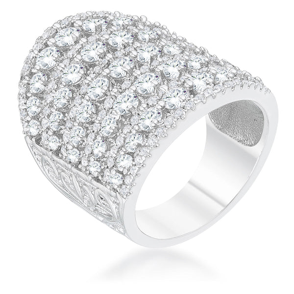 LOVCIA Glamorous Charlyn 2.5ct Round Cut Rhodium Cocktail Ring