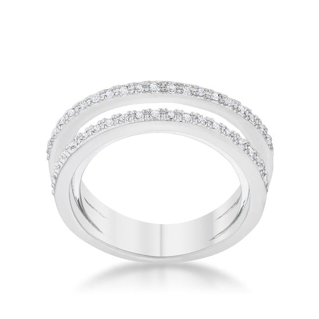 LOVCIA Lynn Rhodium Trio Twist Ring with 0.25ct CZ