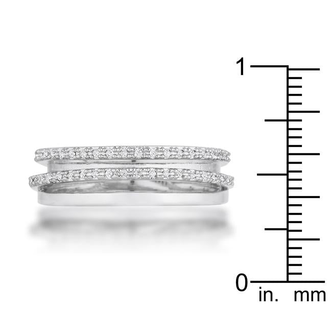 LOVCIA Lynn Rhodium Trio Twist Ring with 0.25ct CZ