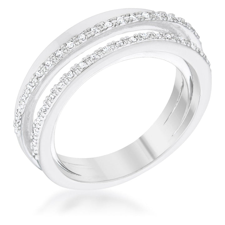 LOVCIA Lynn Rhodium Trio Twist Ring with 0.25ct CZ