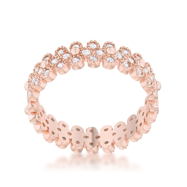 LOVCIA Elegant Luxe Essence 1ct CZ Rose Gold Bezel Eternity Ring