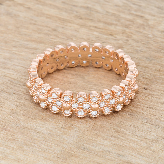 LOVCIA Elegant Luxe Essence 1ct CZ Rose Gold Bezel Eternity Ring