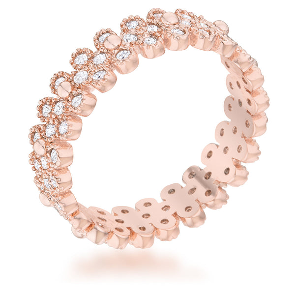 LOVCIA Elegant Luxe Essence 1ct CZ Rose Gold Bezel Eternity Ring