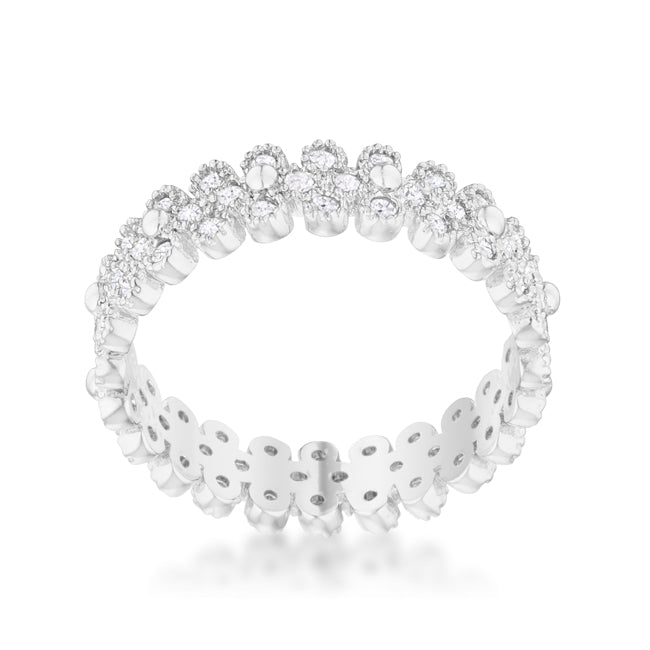 LOVCIA Forever 1ct CZ Rhodium Boho Textured Eternity Ring