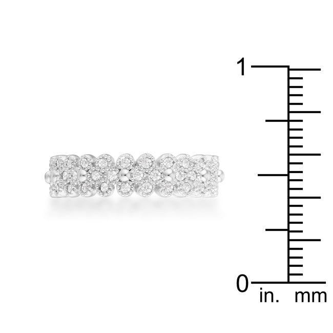 LOVCIA Forever 1ct CZ Rhodium Boho Textured Eternity Ring