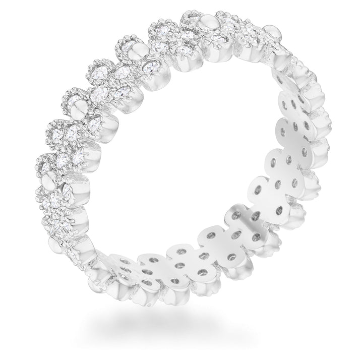 LOVCIA Forever 1ct CZ Rhodium Boho Textured Eternity Ring