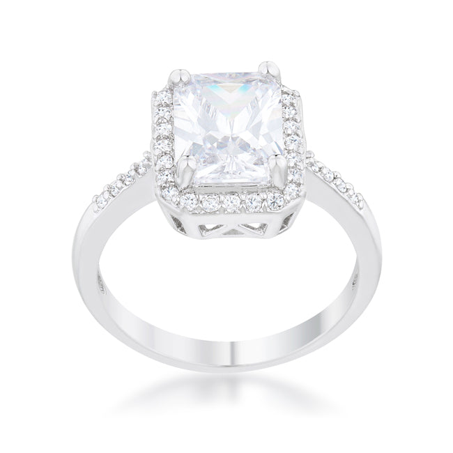 LOVCIA Radiant Elegance 2.95ct CZ Rhodium Pave Ring