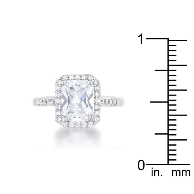 LOVCIA Radiant Elegance 2.95ct CZ Rhodium Pave Ring