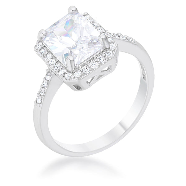 LOVCIA Radiant Elegance 2.95ct CZ Rhodium Pave Ring