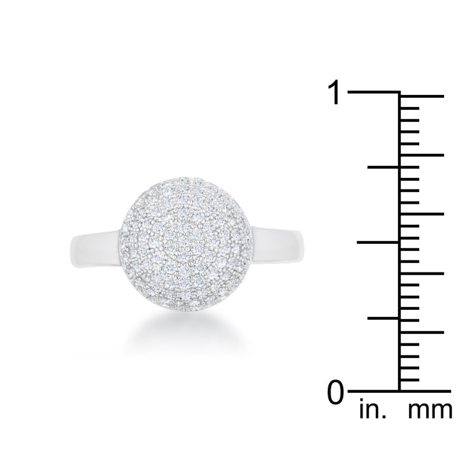 LOVCIA Rhodium-Plated Contemporary Sphere Ring with 0.6ct CZ Accents