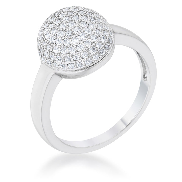 LOVCIA Rhodium-Plated Contemporary Sphere Ring with 0.6ct CZ Accents