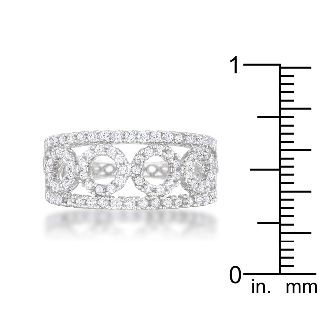 LOVCIA Shimmering Rhodium Plated Band with 0.5ct CZ and Pave Setting