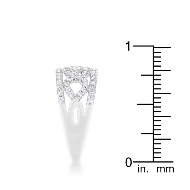 LOVCIA Shimmering Rhodium Plated Band with 0.5ct CZ and Pave Setting