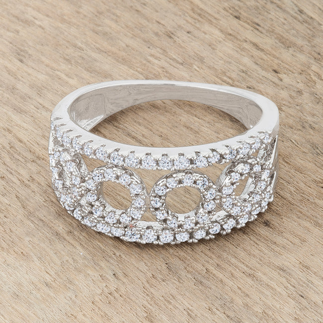 LOVCIA Shimmering Rhodium Plated Band with 0.5ct CZ and Pave Setting