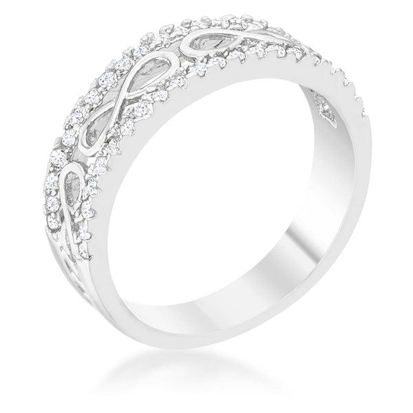 LOVCIA Forever Elegant 0.4ct CZ Rhodium Infinity Pave Band Ring