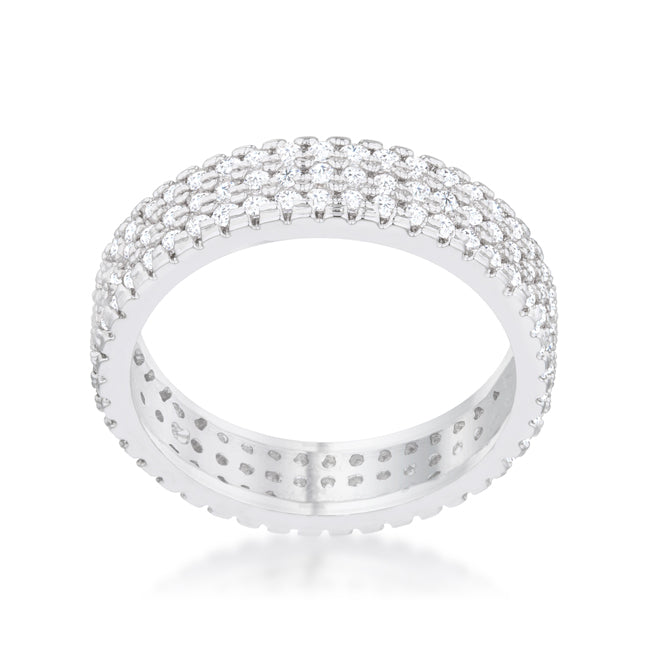 LOVCIA Elegant 1.3ct CZ Rhodium Eternity Band Ring