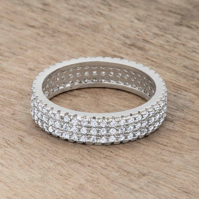 LOVCIA Elegant 1.3ct CZ Rhodium Eternity Band Ring