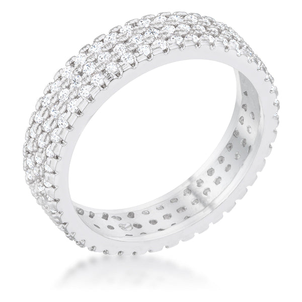 LOVCIA Elegant 1.3ct CZ Rhodium Eternity Band Ring