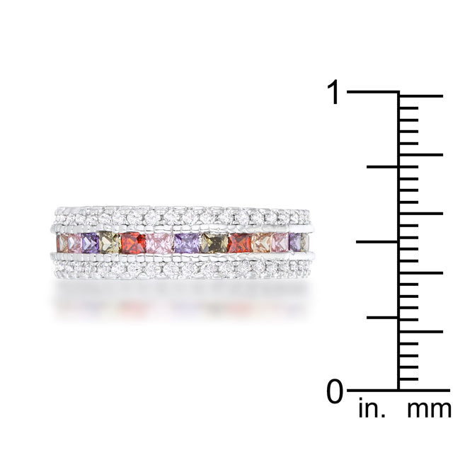 LOVCIA Sleek Brilliance Multicolor CZ Eternity Band Ring - 1.75ct Round Cut