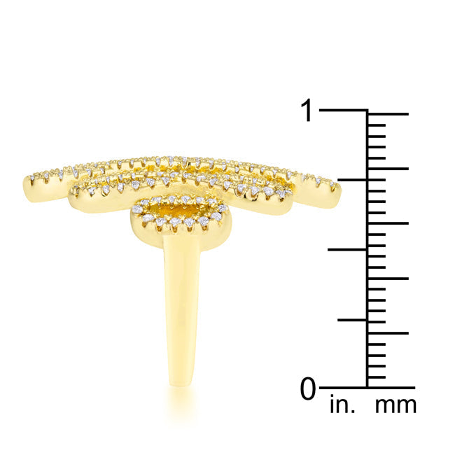 LOVCIA Luxe Essence Contemporary 14k Gold Cocktail Ring with 0.94ct CZ