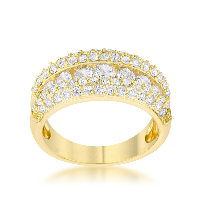 LOVCIA Elegant Luna 1.1ct Cubic Zirconia 14k Gold Channel Set Band Ring