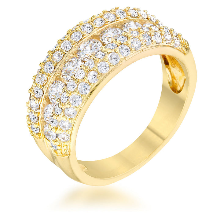 LOVCIA Elegant Luna 1.1ct Cubic Zirconia 14k Gold Channel Set Band Ring