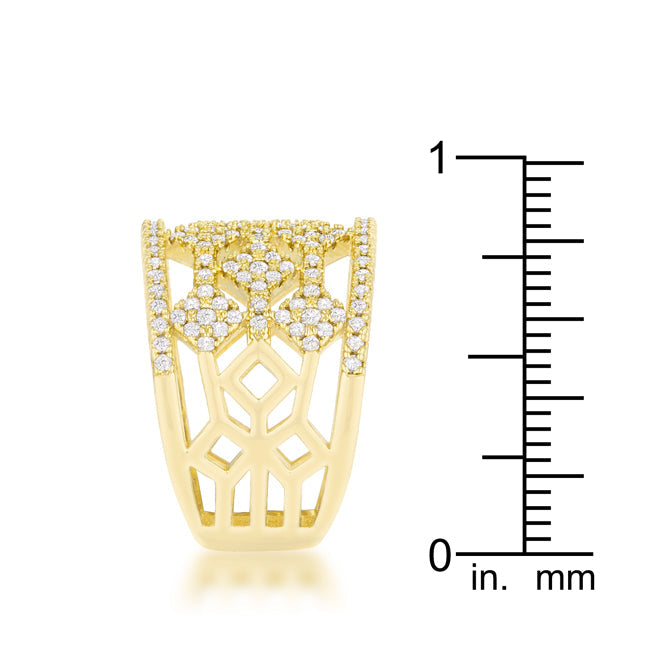 LOVCIA Sparkling Marlene 0.6ct CZ 14k Gold Pave Wide Band Ring