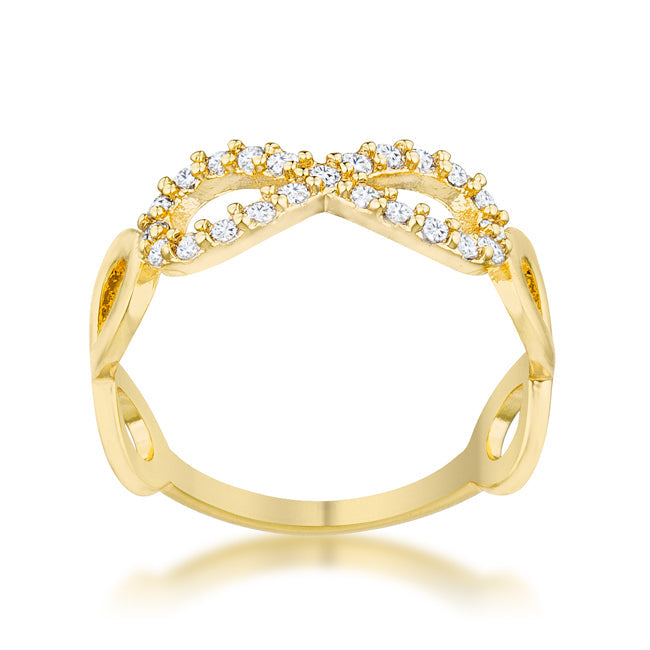 LOVCIA Regal Splendor Infinity Ring with 0.35ct CZ in 18k Gold Plating