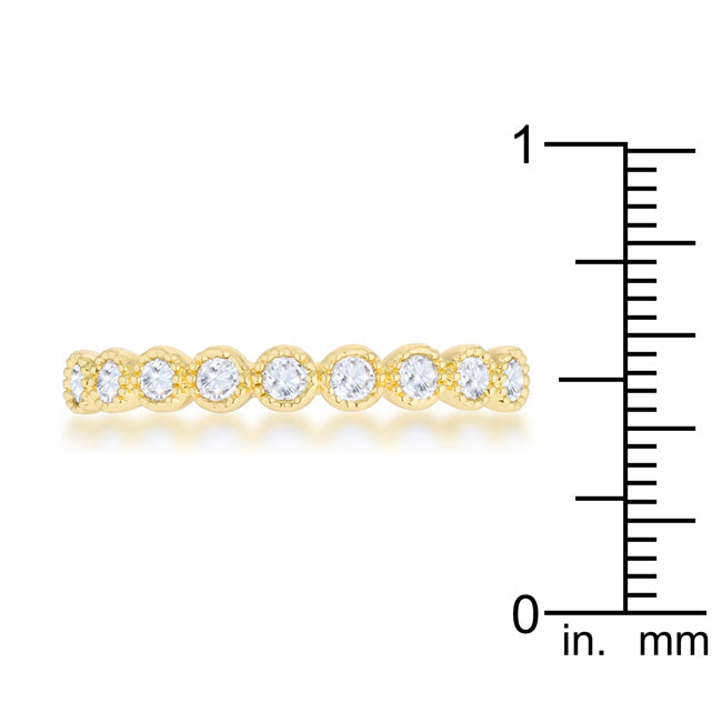 LOVCIA Delicate 14k Gold Band with 0.27ct CZ Round Stones