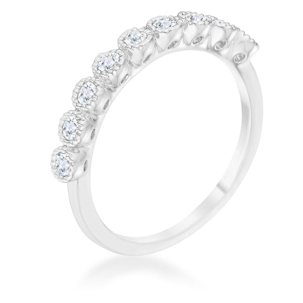 LOVCIA Jewelry Elegant 0.27ct CZ Rhodium Pave Set Band Ring