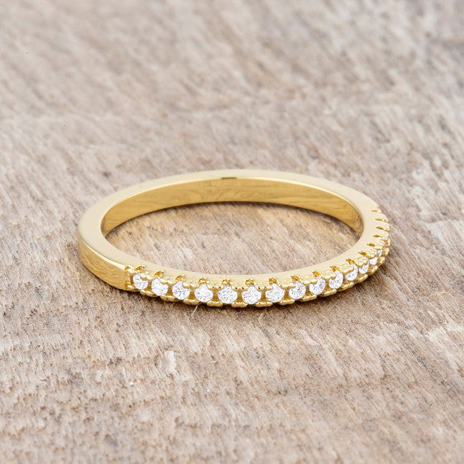 LOVCIA Sparkling 0.11ct CZ 14k Gold Slimline Ring