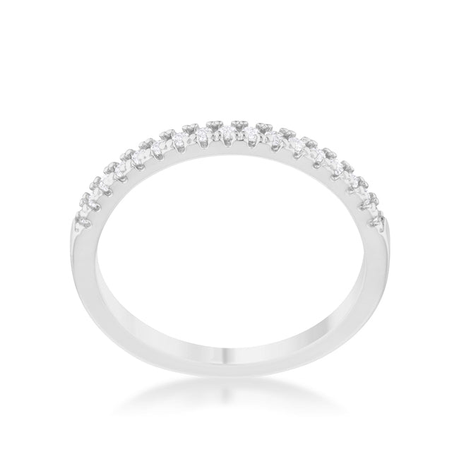 LOVCIA 0.11ct Round Cut CZ Classic Pave Band Ring in Rhodium Plating