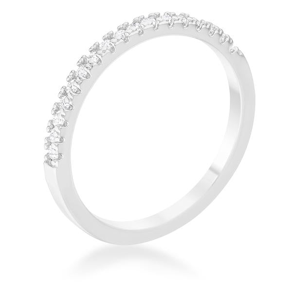 LOVCIA 0.11ct Round Cut CZ Classic Pave Band Ring in Rhodium Plating