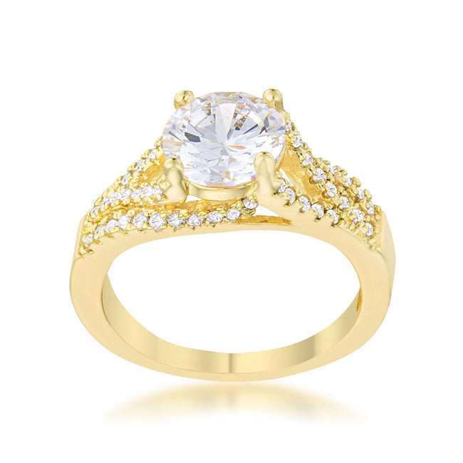 LOVCIA Timeless 14k Gold Engagement Ring with 2.3ct CZ and Pave Accents