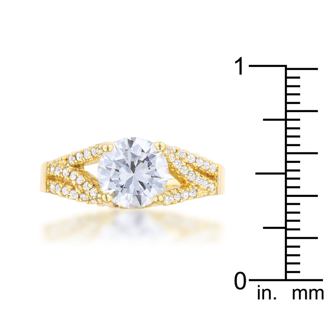 LOVCIA Timeless 14k Gold Engagement Ring with 2.3ct CZ and Pave Accents